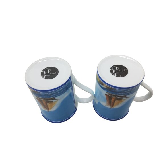 Vintage Set Of 2 Teddington Bear & Sailboat Design Mugs - Picture 5 of 5